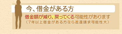 今 、借金がある方 借金額が減り、戻ってくる可能性があります（7年以上借金がある方なら返還請求可能性大）