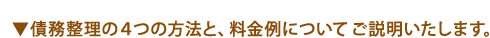 債務整理の4つの方法と、料金例についてご説明いたします。